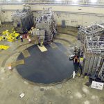 A fusion reactor during a plasma test