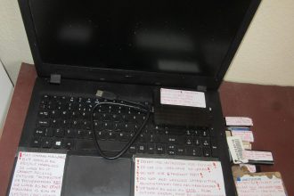 A person working securely on a laptop computer