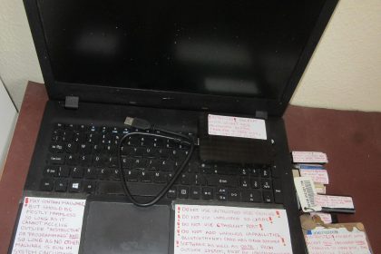 A person working securely on a laptop computer